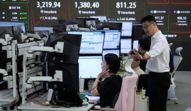 Asian shares are mostly lower, while Tokyo's Nikkei jumps nearly 2%