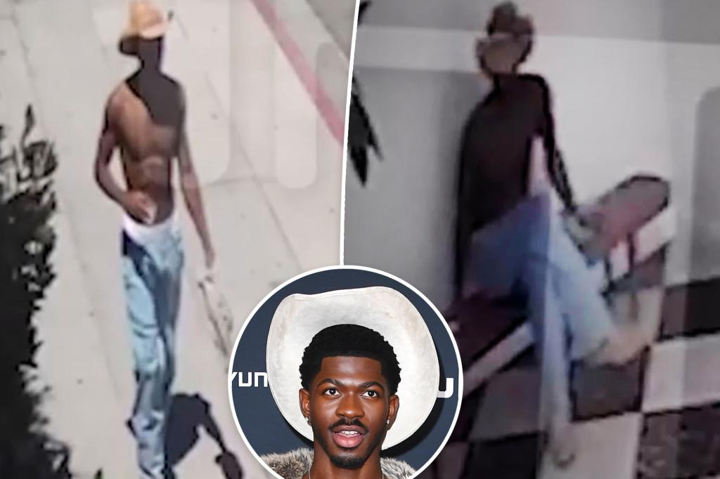Shirtless Lil Nas X seen waltzing through LA hotel hours before nearly nude arrest