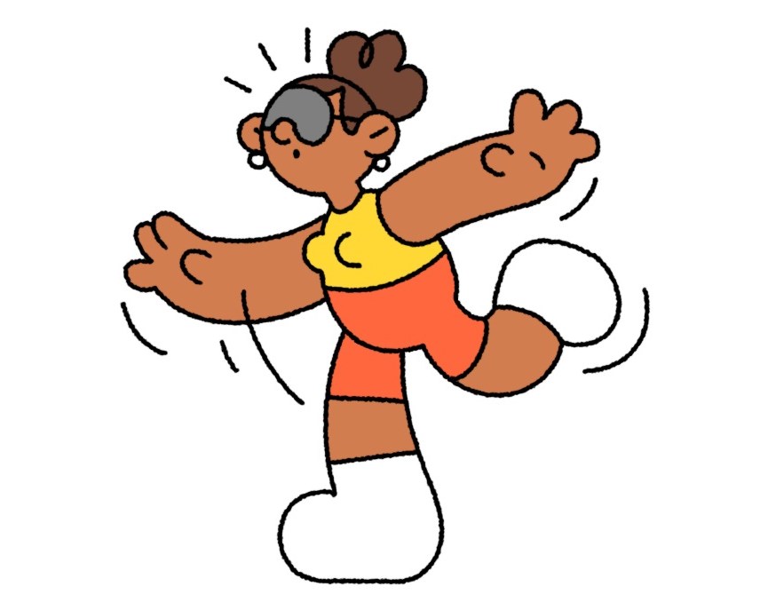 Illustration of a person in athletic wear running.