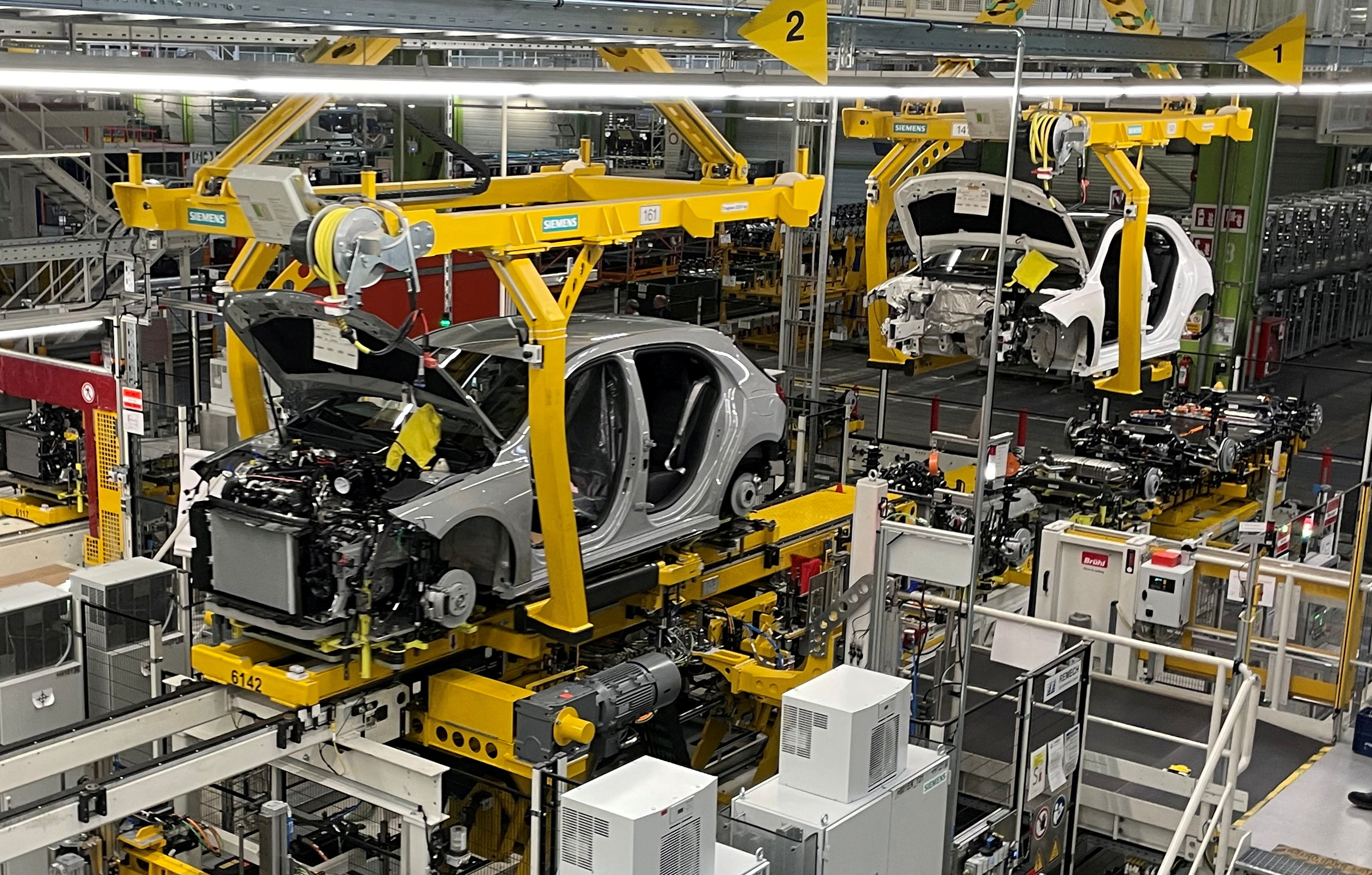 Mercedes-Benz car assembly line.