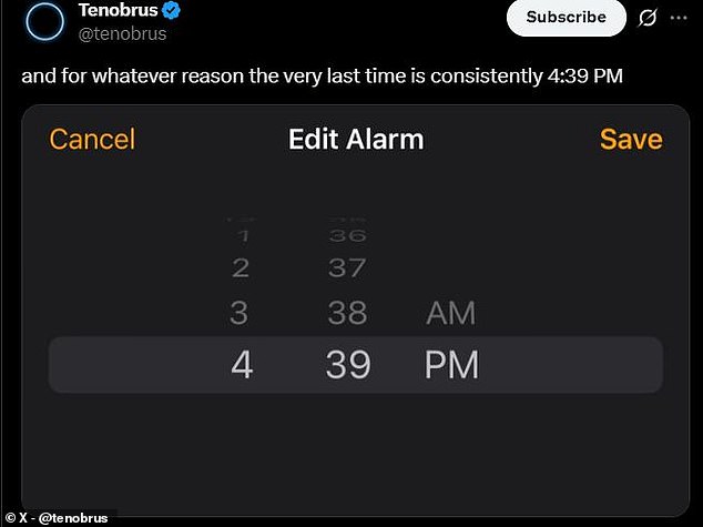 On X, formerly Twitter, iPhone users tried to find the end of the list themselves and identified that it always ends at 4:39 pm