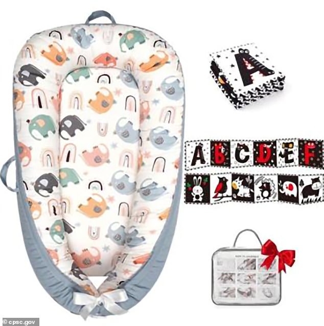 LXDHSTRA-branded baby loungers and crib bumpers sold between May and August this year through Amazon were recalled on September 18 after they were found to 'violate the mandatory standard for Infant Sleep Products'