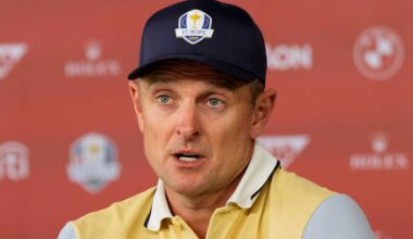 Europe's Justin Rose speaks during a news conference at the Ryder Cup golf tournament, Wednesday