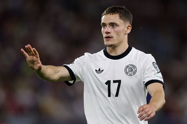 BRATISLAVA, SLOVAKIA - SEPTEMBER 04: Florian Wirtz of Germany reacts during the FIFA World Cup 2026 qualifier match between Slovakia and Germany at  on September 04, 2025 in Bratislava, Slovakia. (Photo by Lars Baron/Getty Images)