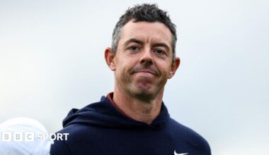 Rory McIlroy acknowledges the fans during the second round at the K Club