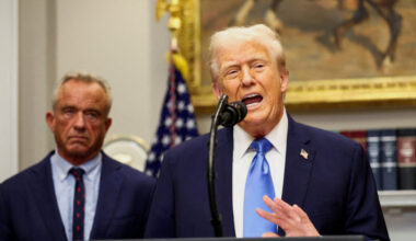 U.S. President Donald Trump makes an announcement at the White House, in Washington, D.C.