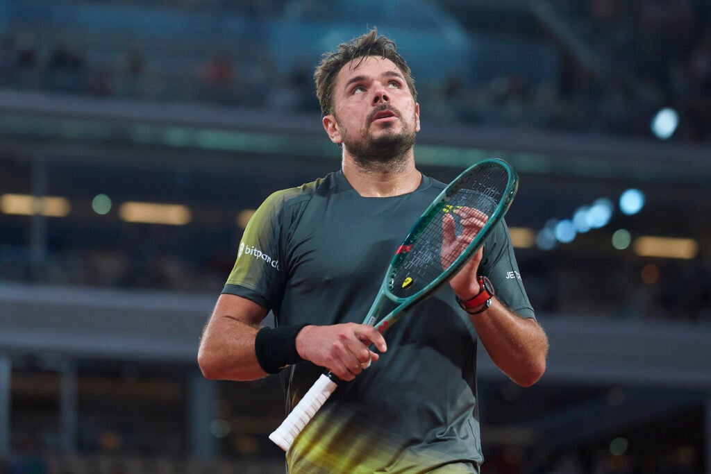 Stan Wawrinka looks on during his match with Andy Murray at the 2024 French Open