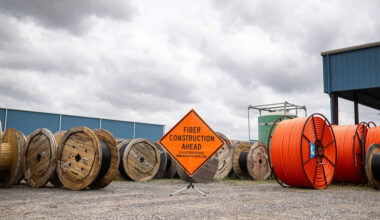 Cajun Broadband's materials are seen in Youngsville, La. in March. The company won a $33 million grant under the federal BEAD broadband program before it was revised by the Trump administration.  (Kathleen Flynn for the Washington Post via Getty Images)
