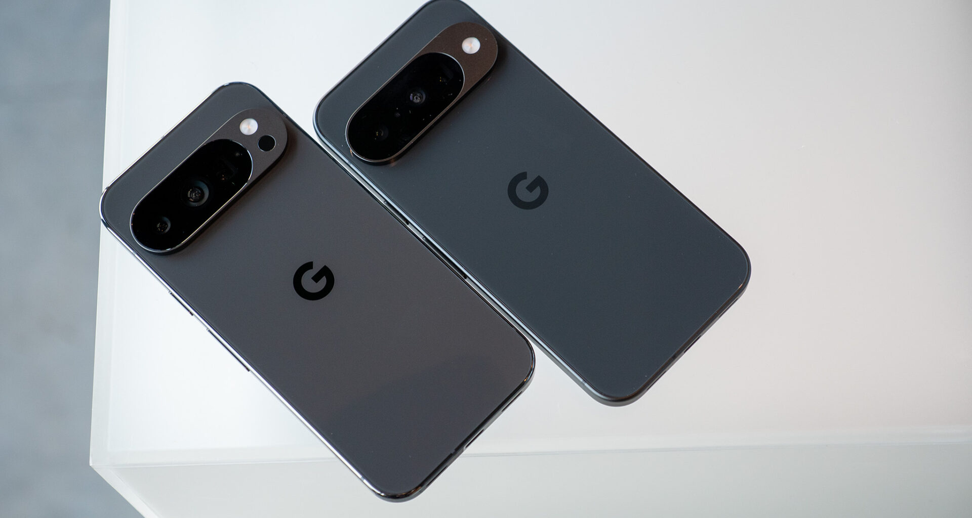 Comparing the obsidian colorsways of the Google Pixel 10 with the obsidian Google Pixel 10 Pro