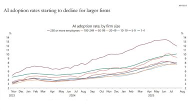 AI adoption rates starting to decline for larger firms
