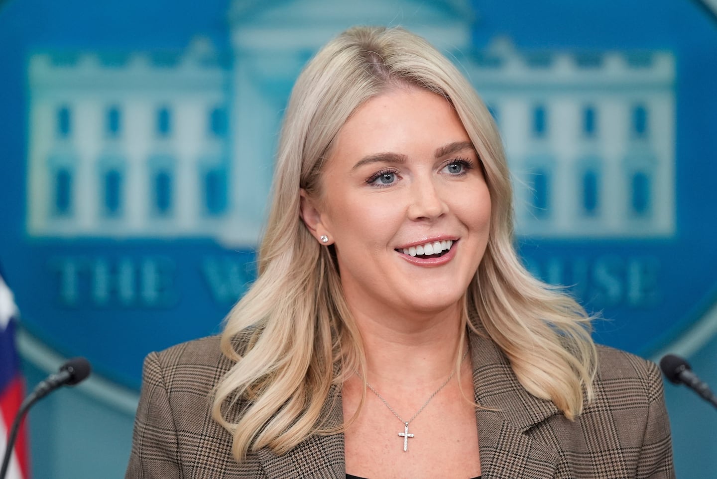 White House press secretary Karoline Leavitt speaks during a press briefing at the White House in Washington, Monday, Sept. 22, 2025. 