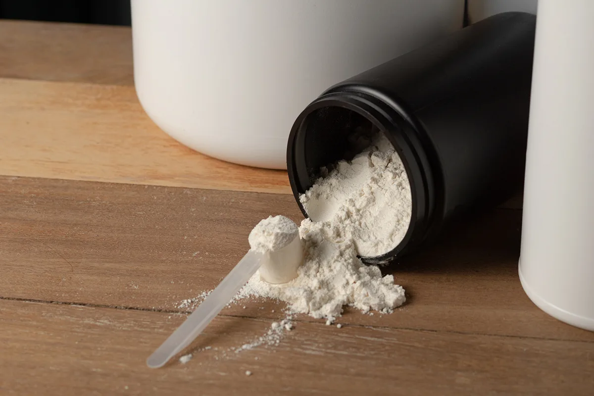 Creatine sports supplement powder.