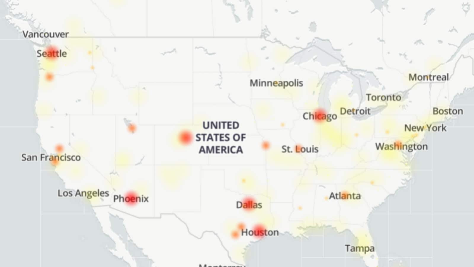The outage map for Starlink internet, as seen on DownDetector.(Down Detector)