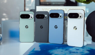 The backs of the Jade and Obsidian Pixel 10 Pro's alongside the Moonstone and Porcelain Pixel 10 Pro XL models