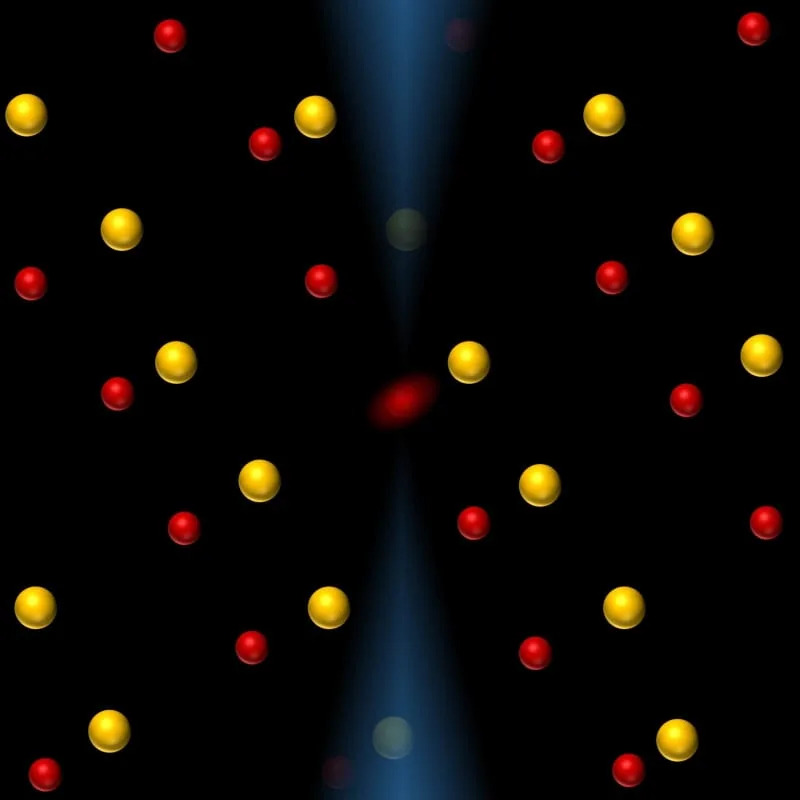 Illustration of experimental measurement of thermal vibrations in a single atom. (CREDIT: Yichao Zhang, et al.)