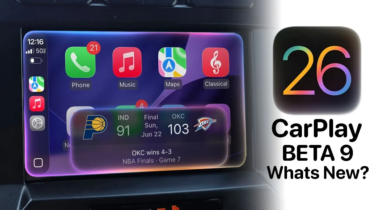Apple Music’s liquid glass animations in iOS 26 Beta 9 for CarPlay