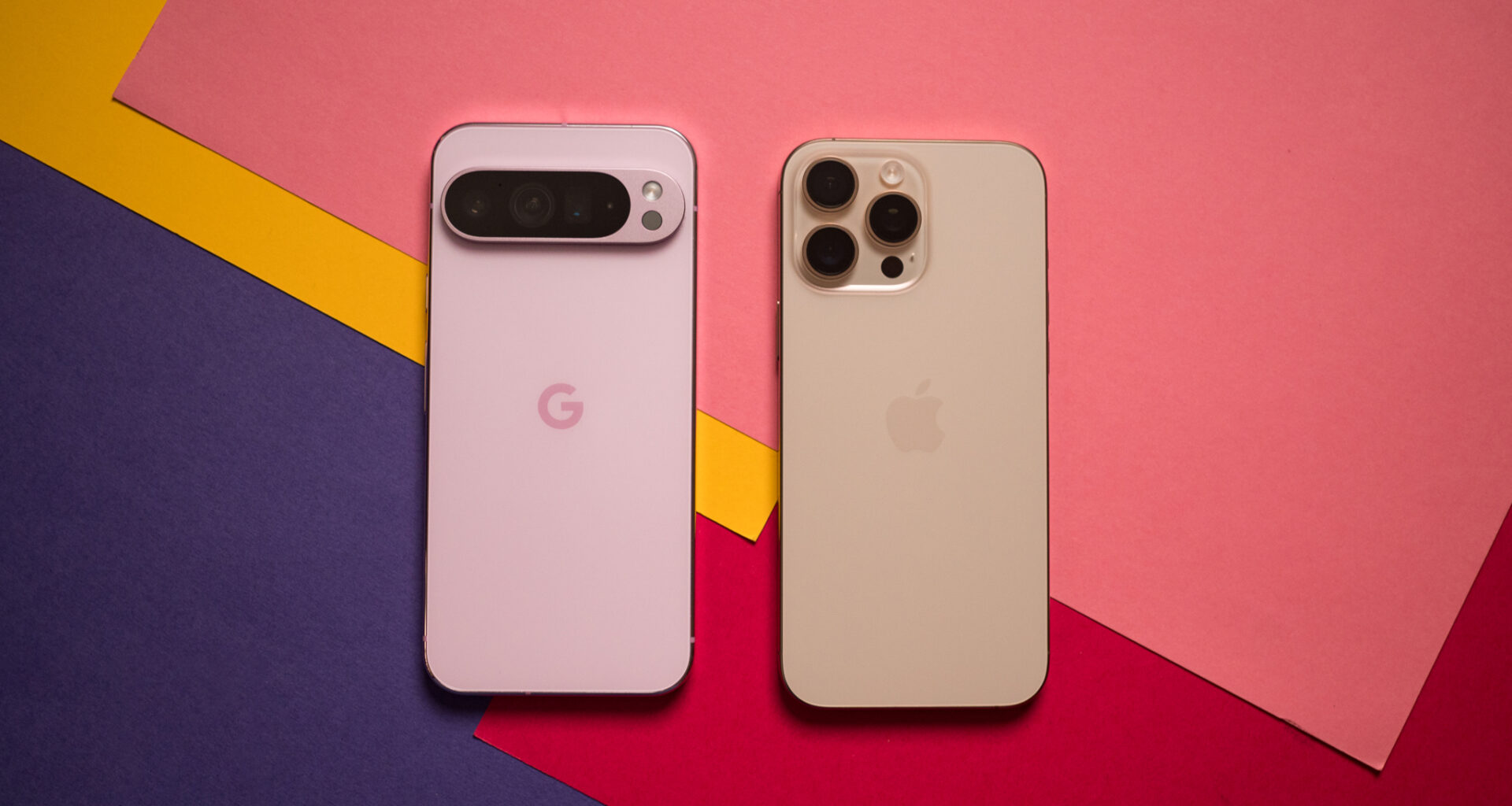 Pixel 9 Pro XL next to iPhone 16 Pro Max