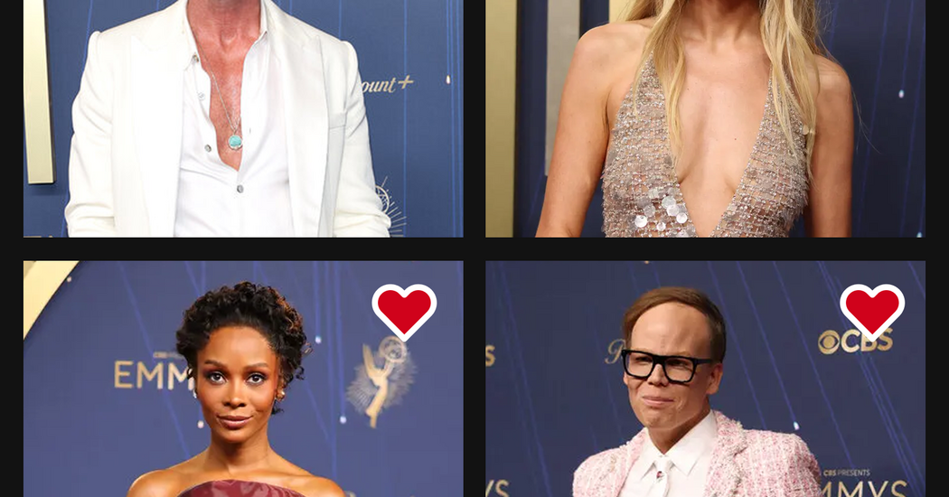 Emmys Red Carpet Photos: See Looks From Sydney Sweeney, Jenna Ortega, Adam Brody and More