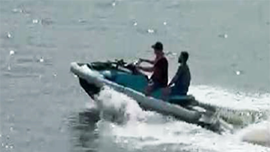 Jey Gonzalez-Diaz on jet ski after jumping off cruise ship