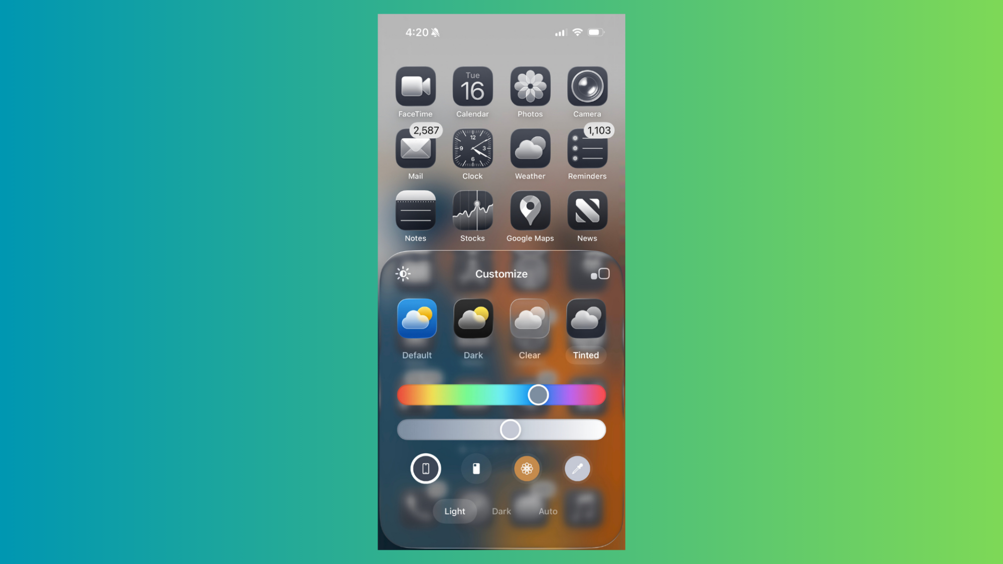 Tinted app icons in iOS 26