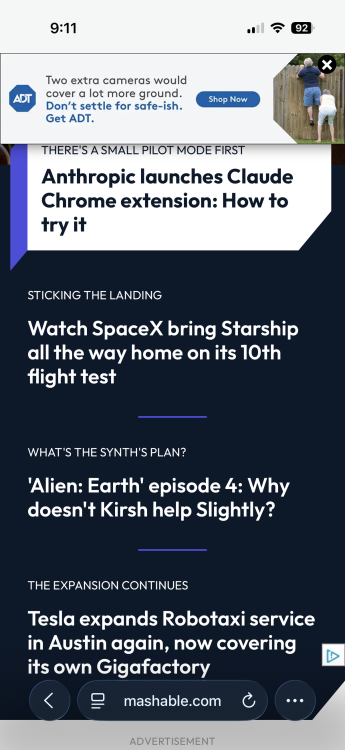 A screenshot of iOS 26's updated Safari browser, which uses text bubbles and buttons instead of a standard menu.