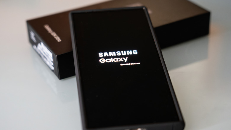 Samsung galaxy ultra phone on its box
