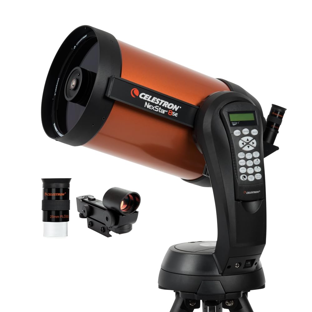 The Celestron NexStar 8SE Computerized Telescope side view with accessories details