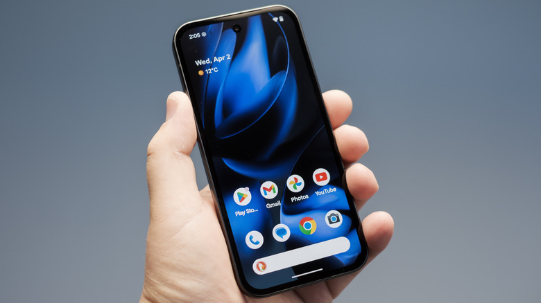 The Pixel 9a running the Pixel launcher, which Lawnchair is based off