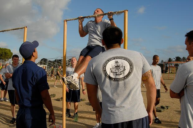 Members of the Pacific Tactical Law Enforcement Team complete a physical fitness test