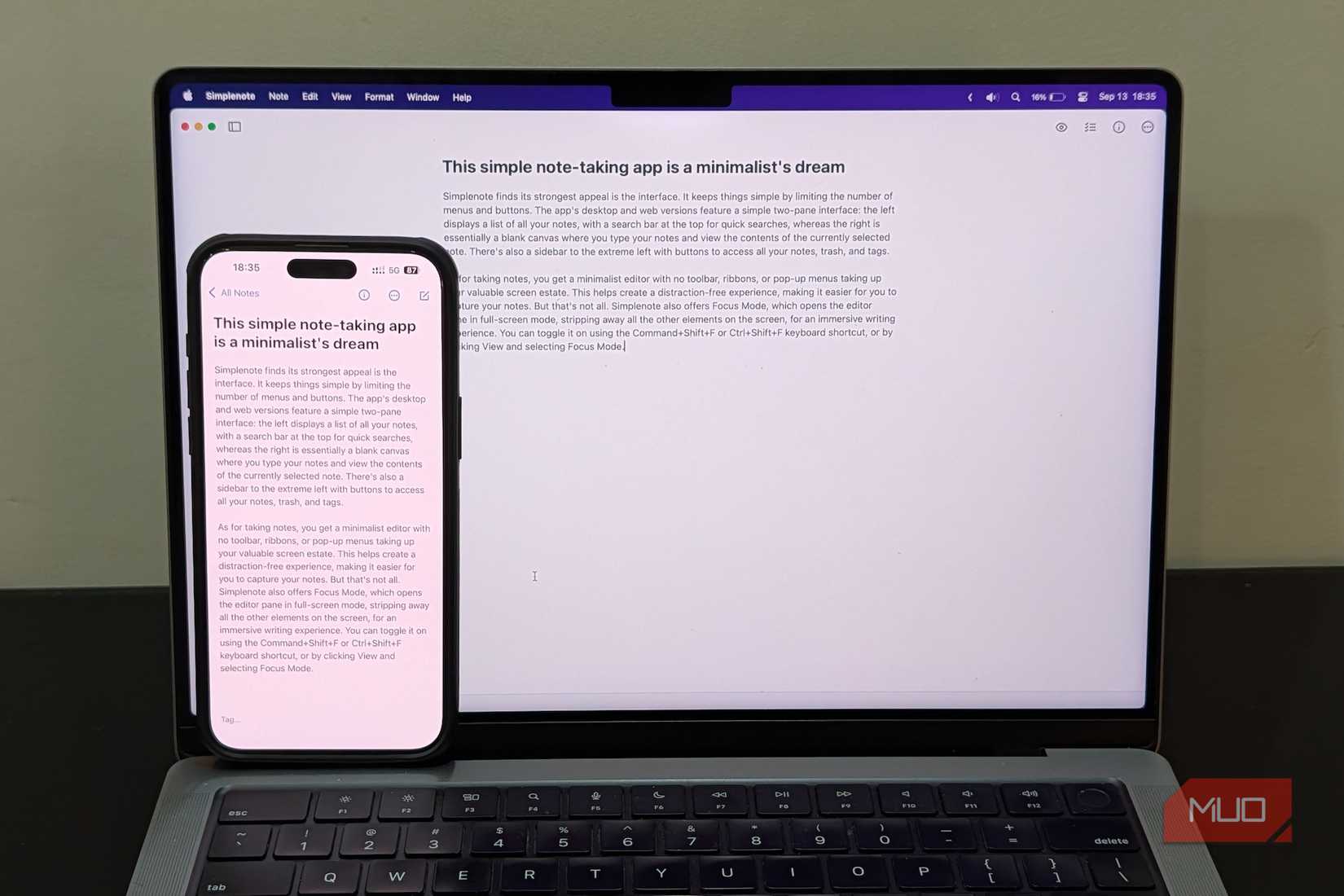 Simplenote app on a MacBook and an iPhone.