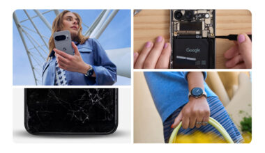 The promotional images for Google's new Pixel Care Plus protection plan.