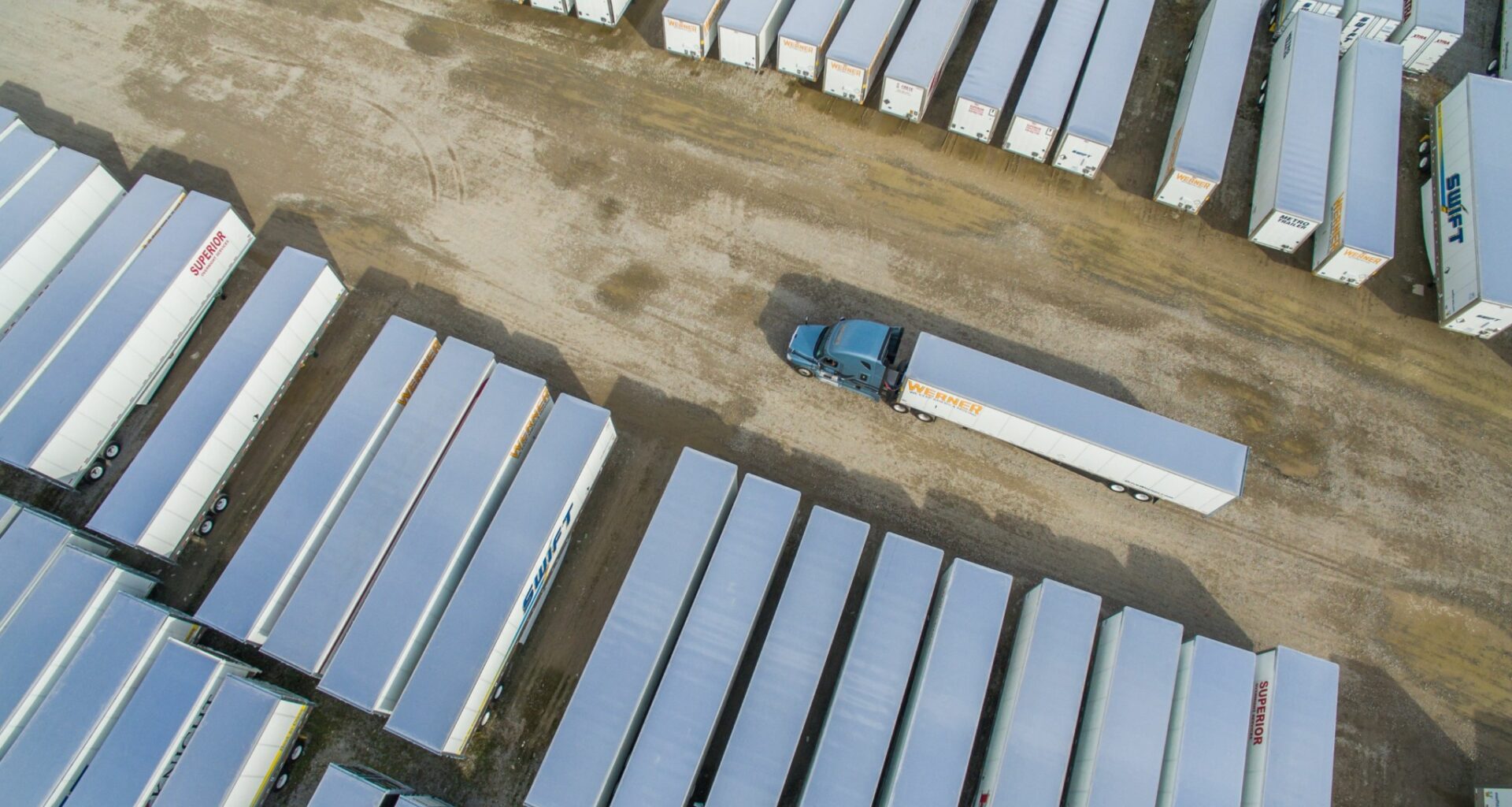 overhead shot of trailer yard