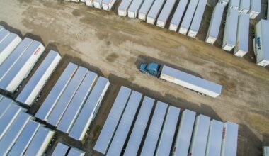 overhead shot of trailer yard