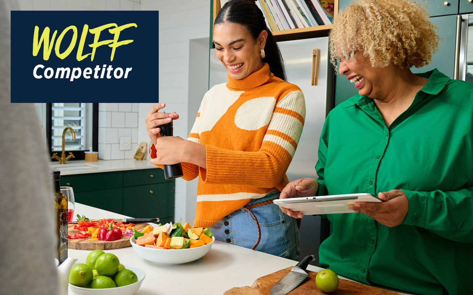 Friends preparing a healthy meal in the kitchen.