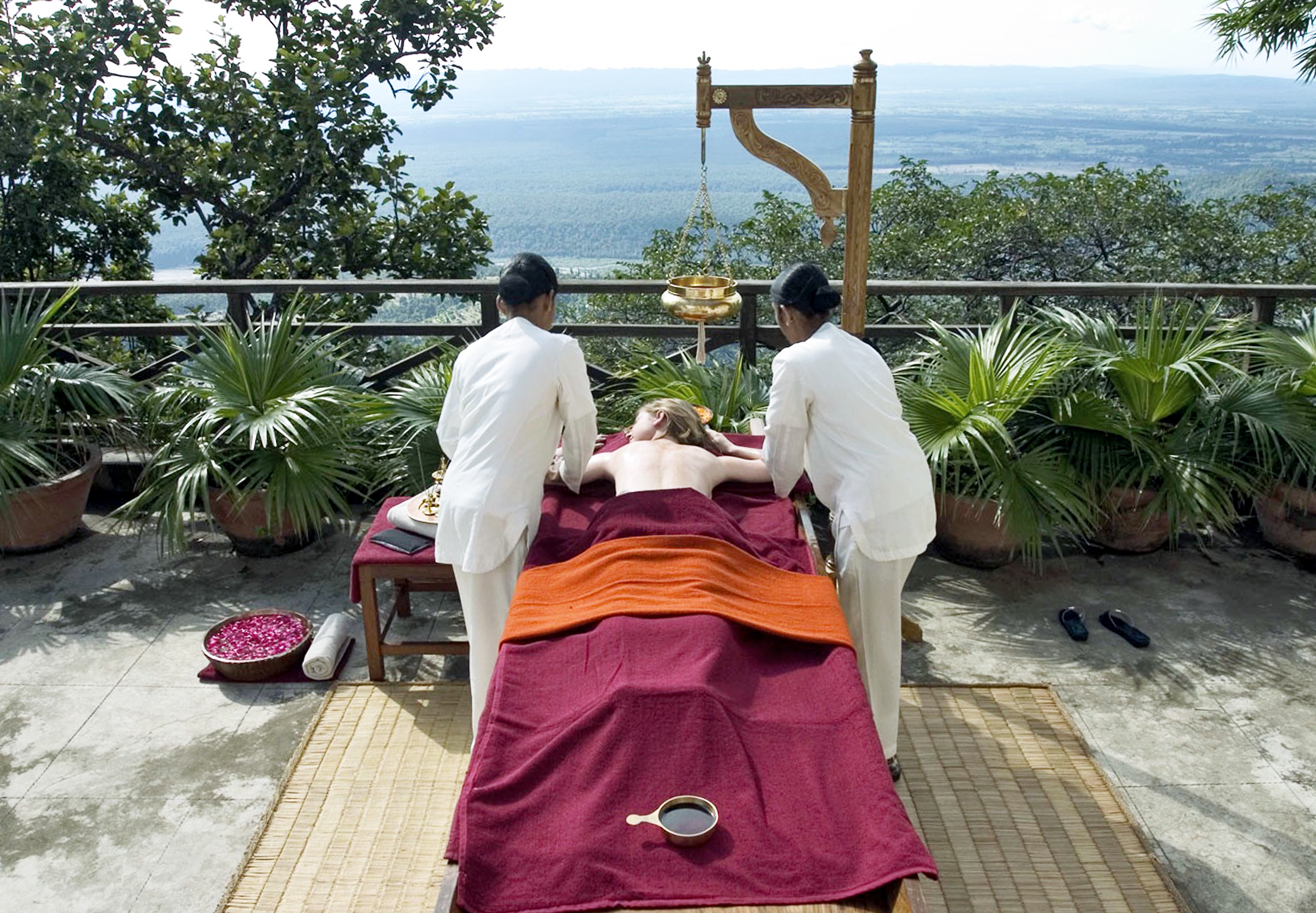 Ayurvedic rejuvenation massage in the Himalayas.