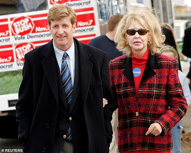 Congressman Patrick Kennedy and his mother Joan arrive for a rally with Democratic campaign workers in Pawtucket, Rhode Island, on November 7, 2006