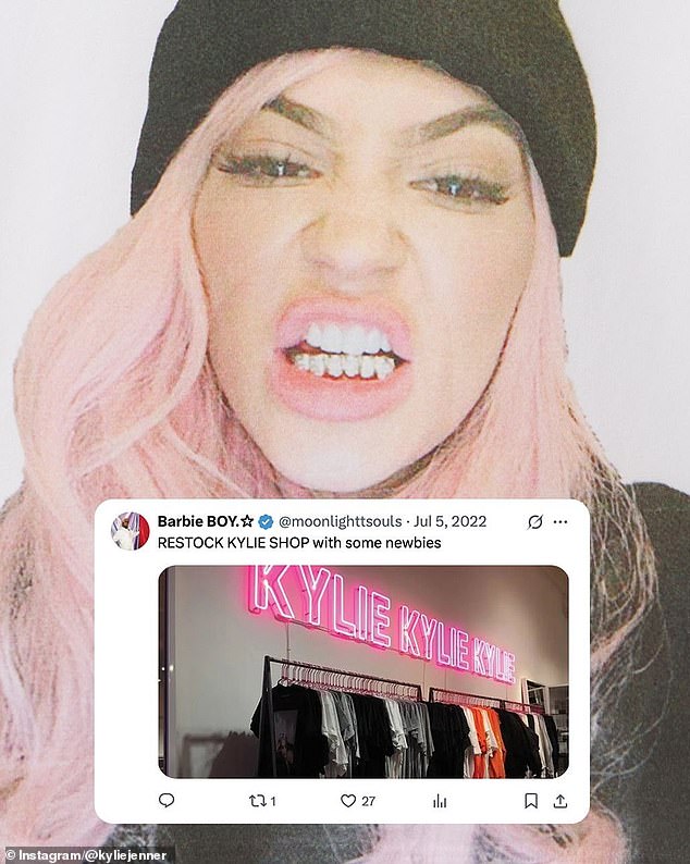Over the weekend Kylie shared a July 2022 tweet in which she asked her millions of followers, 'If I just so happen to do a King Kylie collection, what products would you guys like to see?' She plastered the note and its subsequent replies over throwback photos of herself from the era