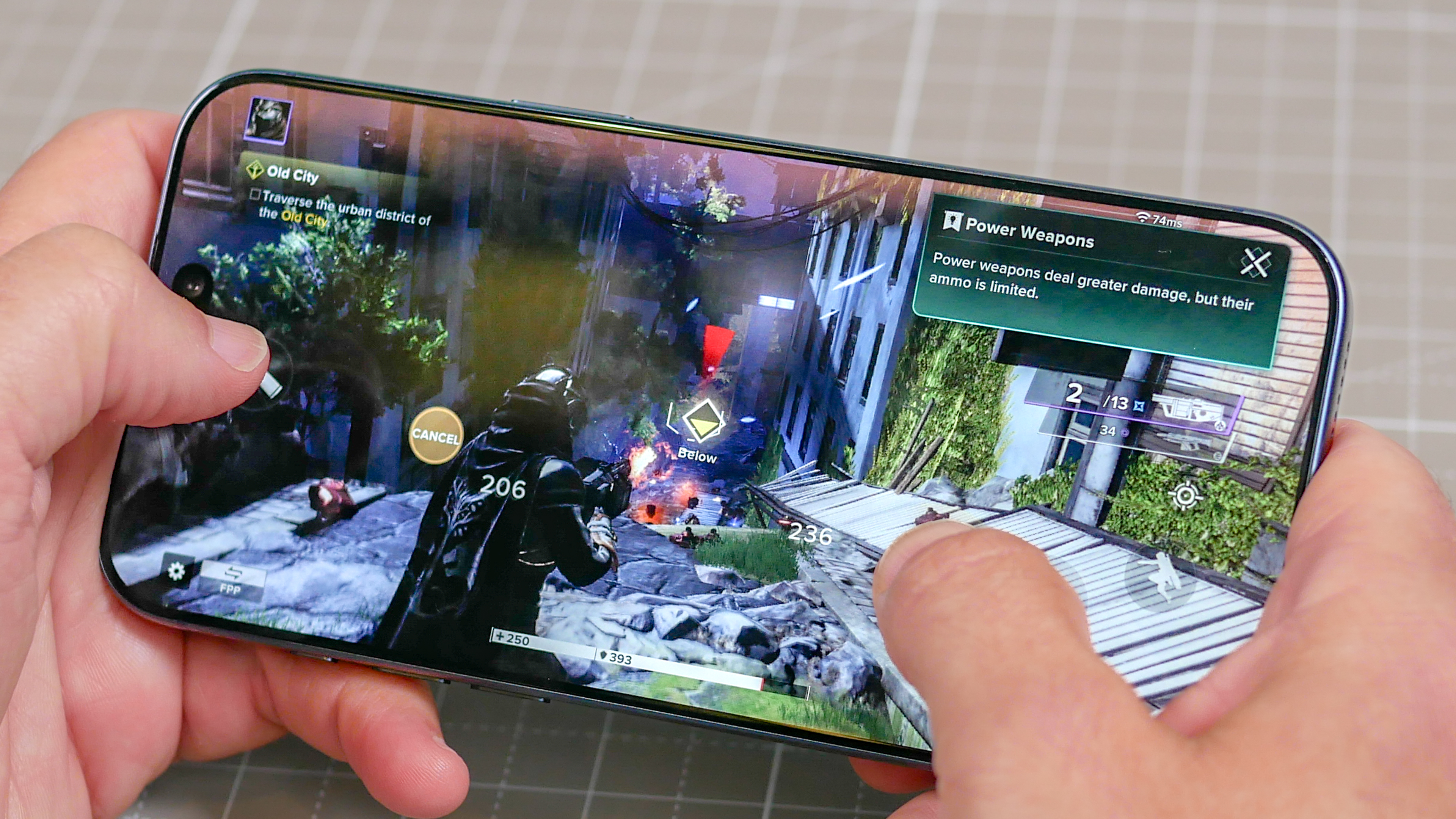 iPhone 17 Pro Max running a game.