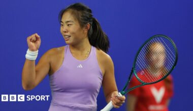 Mimi Xu celebrates a winner at the Wrexham Open
