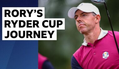 Rory McIlroy pictured practicing for the Ryder Cup