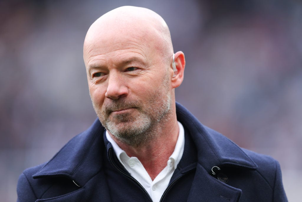 Premier League legend and TV pundit Alan Shearer during the Premier League match between Newcastle United and Manchester United at St James’ Park in 2025 in Newcastle upon Tyne, England.