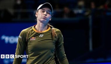 Elena Rybakina of Kazakhstan in action at the Pan Pacific Open in Tokyo