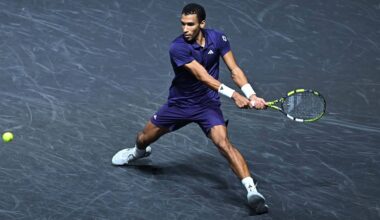 Felix Auger-Aliassime overcomes Daniel Altmaier on Thursday at the Rolex Paris Masters.