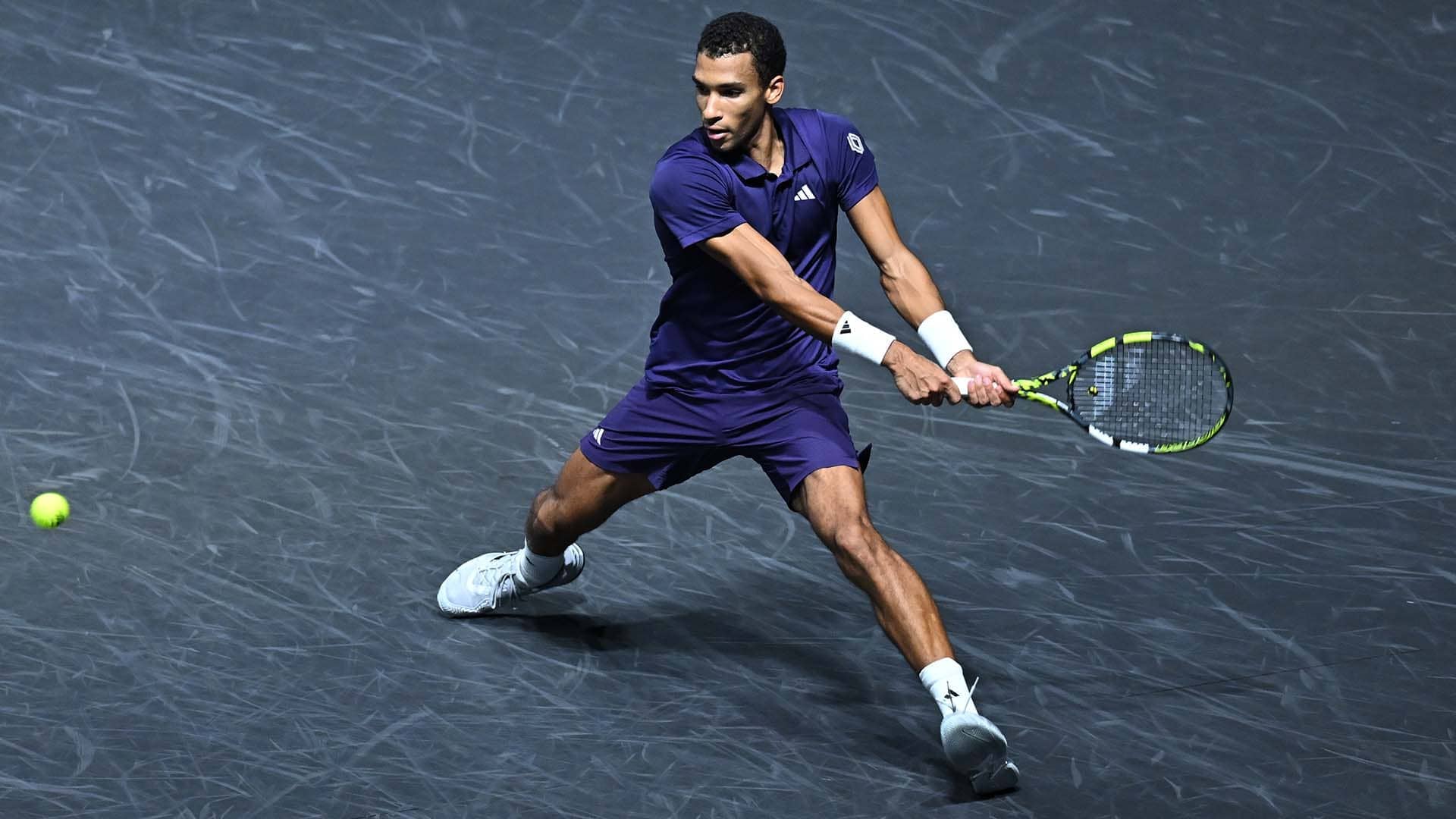 Felix Auger-Aliassime overcomes Daniel Altmaier on Thursday at the Rolex Paris Masters.