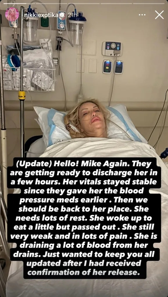 Nikki Exotika laying in hospital bed 