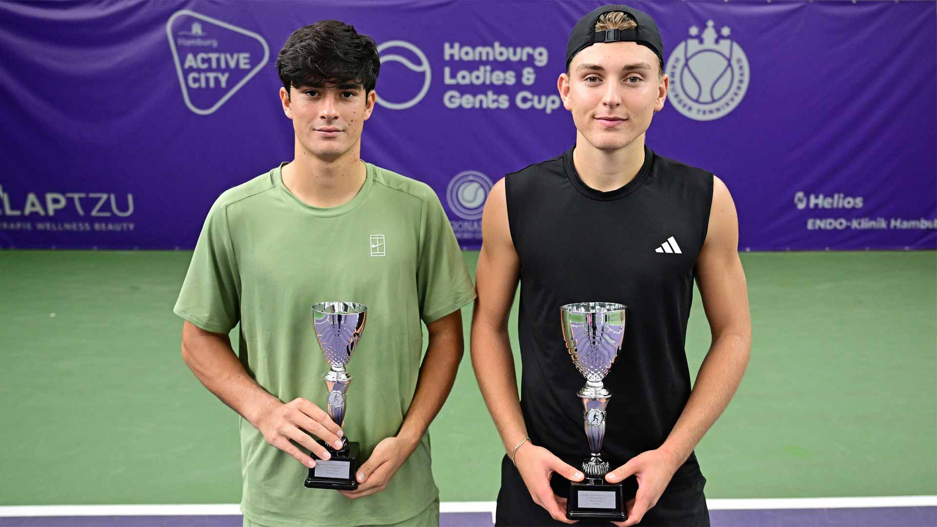 Federico Cina and Justin Engel (right) on Sunday contested the youngest combined Challenger final in 22 years.