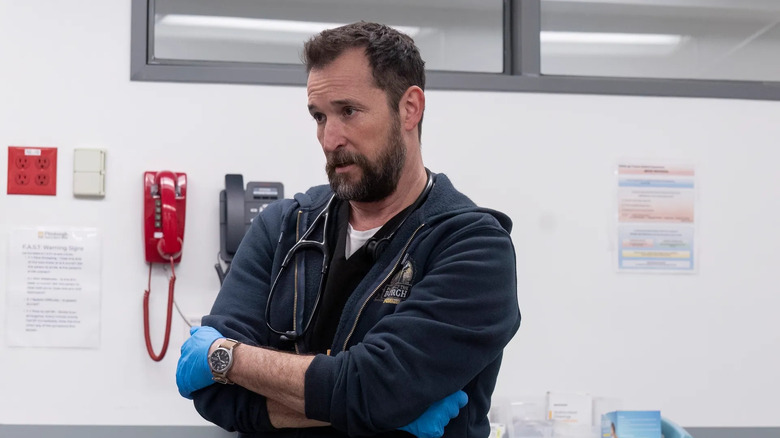 Dr. Robby looks serious on The Pitt