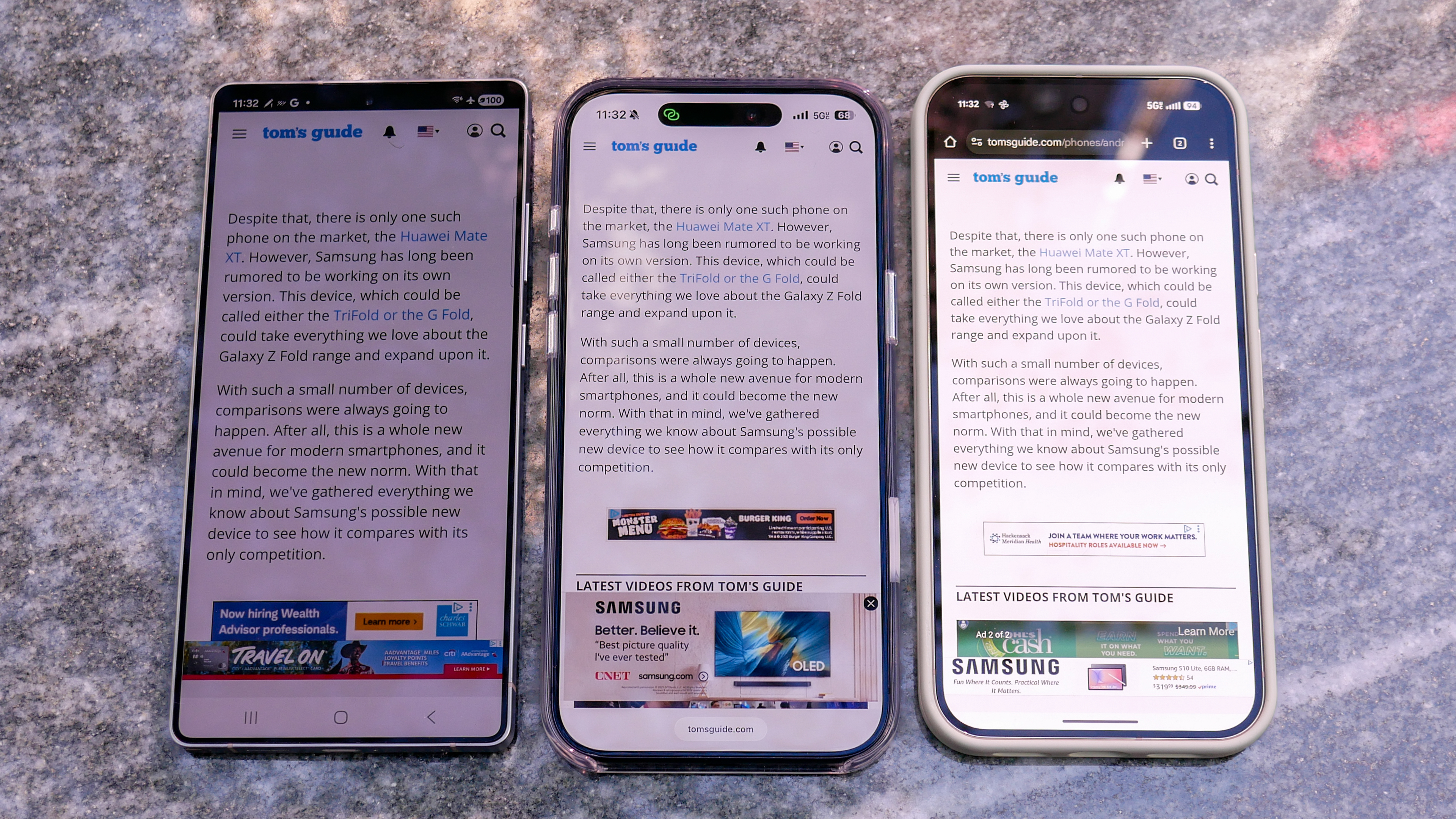 Article on iPhone 17 Pro Max, Galaxy S25 Ultra and Pixel 10 Pro XL