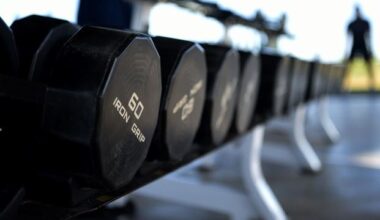 A row of weights