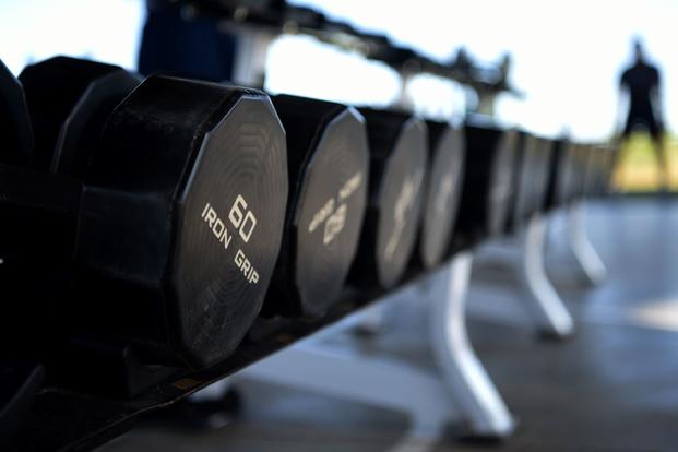 A row of weights